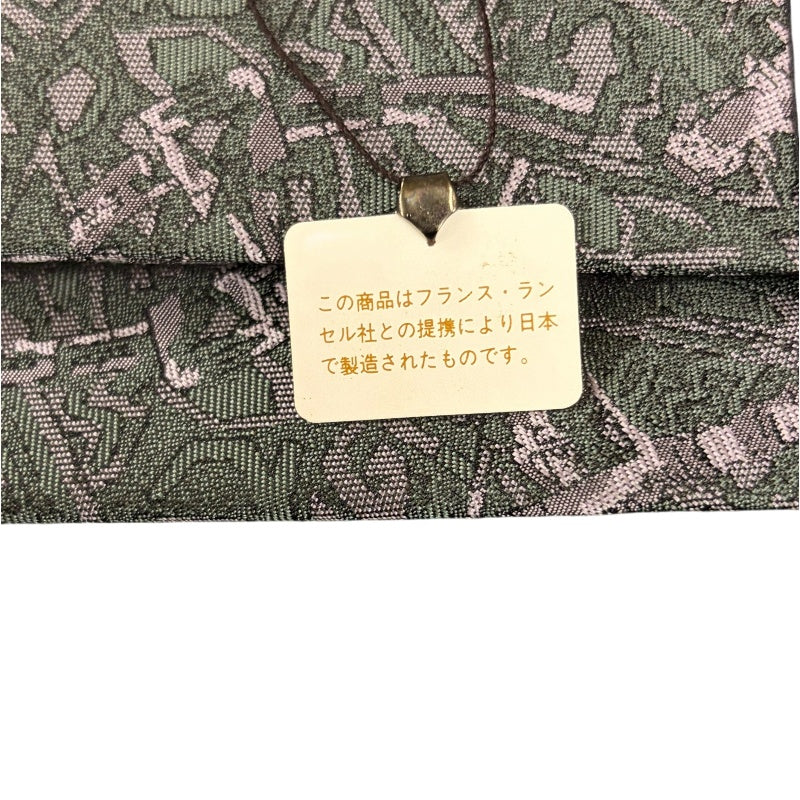 LANCEL Silk Tie, Green and Grey All-over Pattern