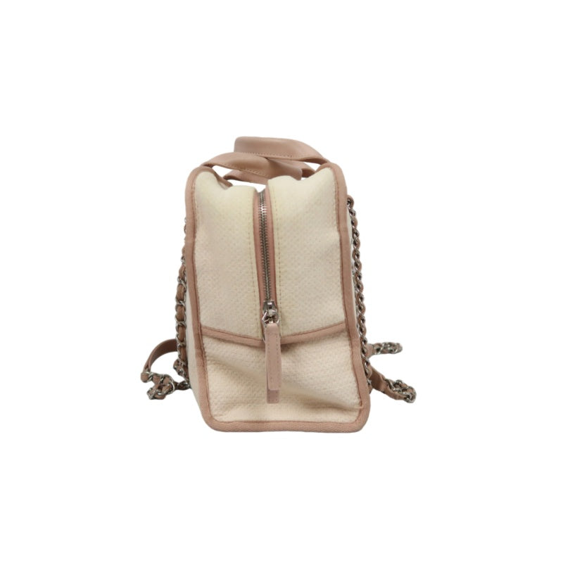 CHANEL Deauville Bowling Bag, Pink Canvas, With Guarantee Card