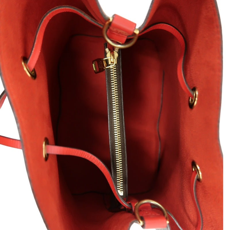 LOUIS VUITTON NeoNoe Monogram Drawstring Bucket Shoulder Bag Brown Red PVC