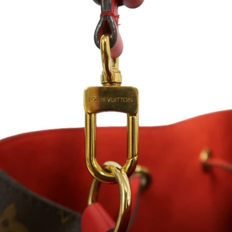 LOUIS VUITTON NeoNoe Monogram Drawstring Bucket Shoulder Bag Brown Red PVC