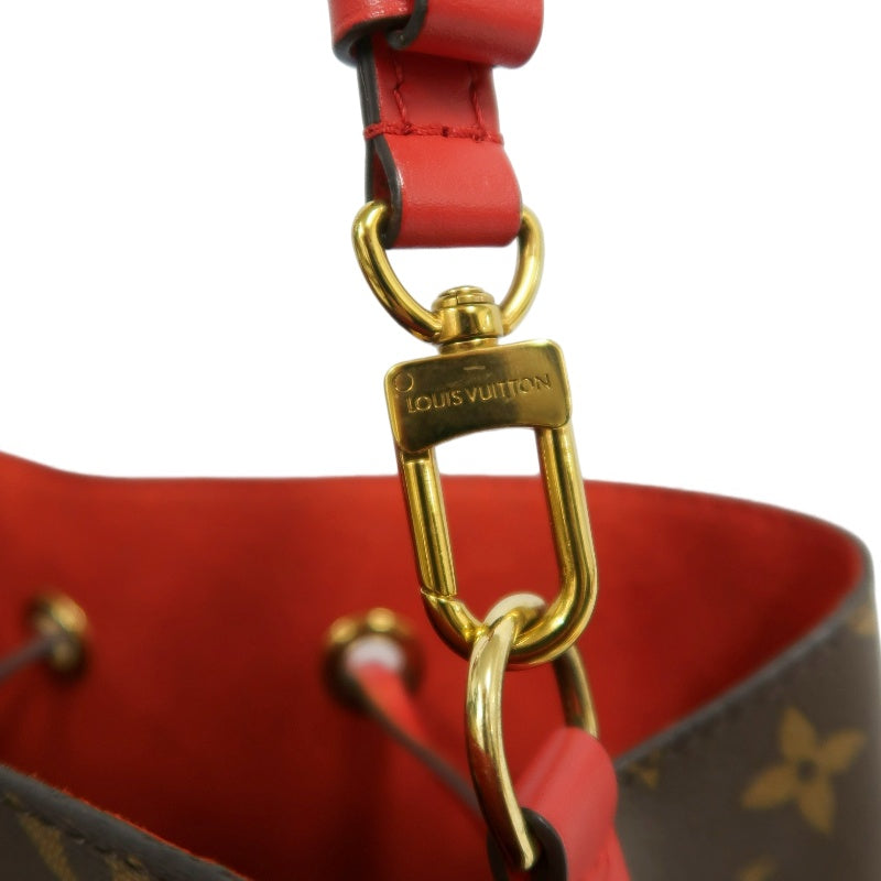 LOUIS VUITTON NeoNoe Monogram Drawstring Bucket Shoulder Bag Brown Red PVC