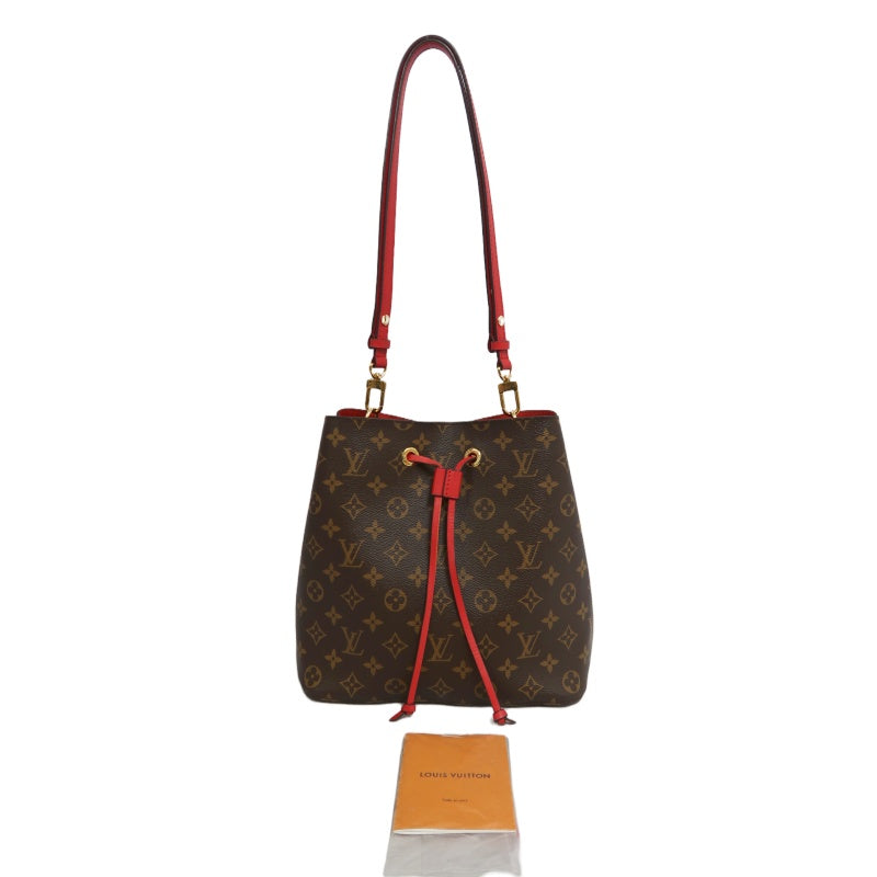 LOUIS VUITTON NeoNoe Monogram Drawstring Bucket Shoulder Bag Brown Red PVC