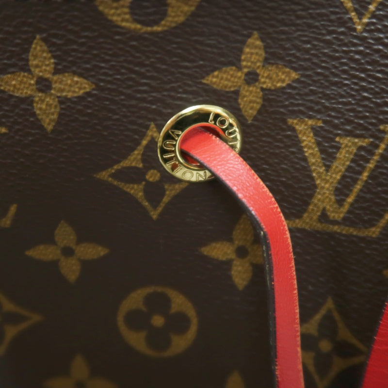 LOUIS VUITTON NeoNoe Monogram Drawstring Bucket Shoulder Bag Brown Red PVC