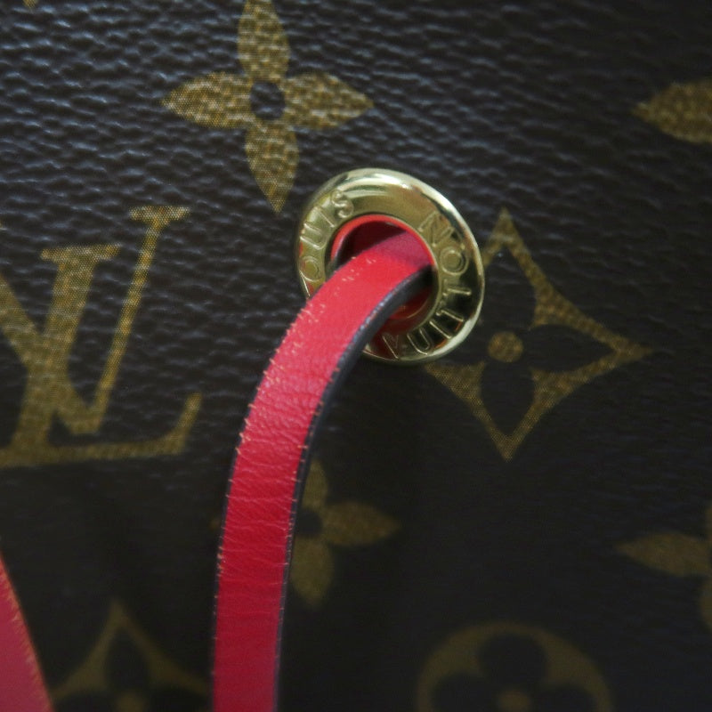 LOUIS VUITTON NeoNoe Monogram Drawstring Bucket Shoulder Bag Brown Red PVC