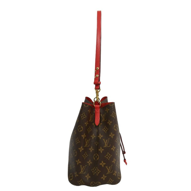 LOUIS VUITTON NeoNoe Monogram Drawstring Bucket Shoulder Bag Brown Red PVC