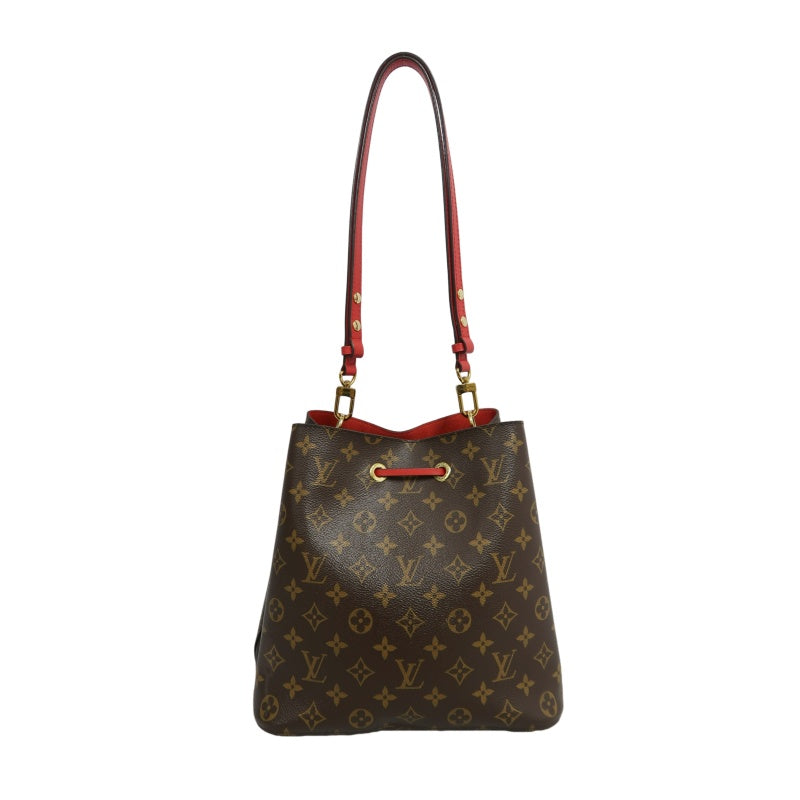LOUIS VUITTON NeoNoe Monogram Drawstring Bucket Shoulder Bag Brown Red PVC