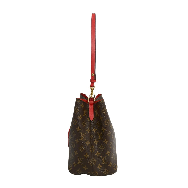 LOUIS VUITTON NeoNoe Monogram Drawstring Bucket Shoulder Bag Brown Red PVC