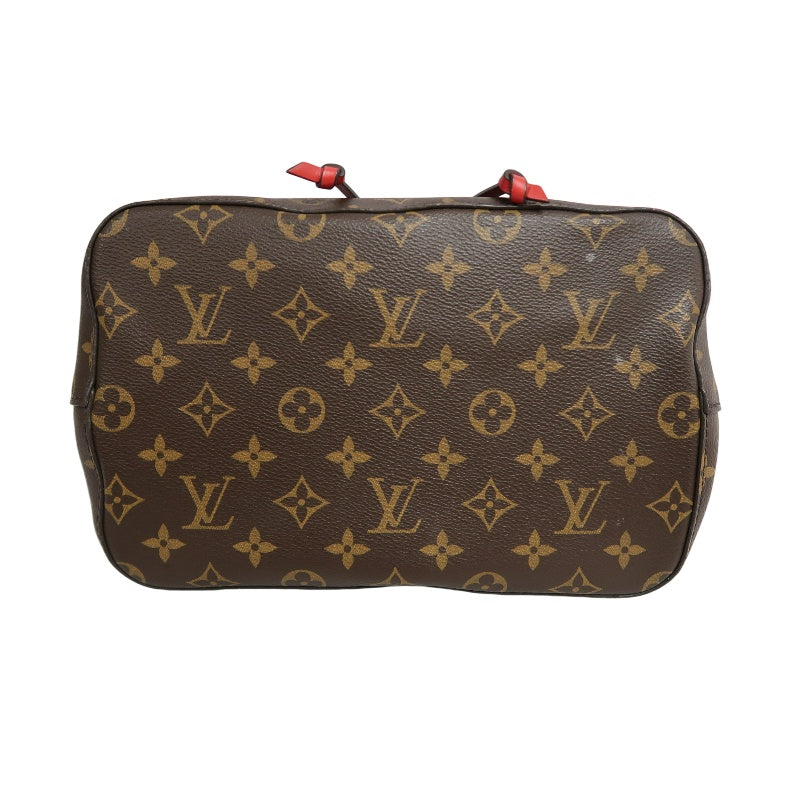 LOUIS VUITTON NeoNoe Monogram Drawstring Bucket Shoulder Bag Brown Red PVC