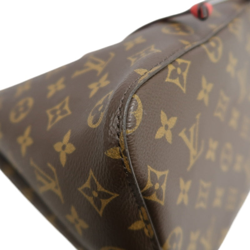 LOUIS VUITTON NeoNoe Monogram Drawstring Bucket Shoulder Bag Brown Red PVC