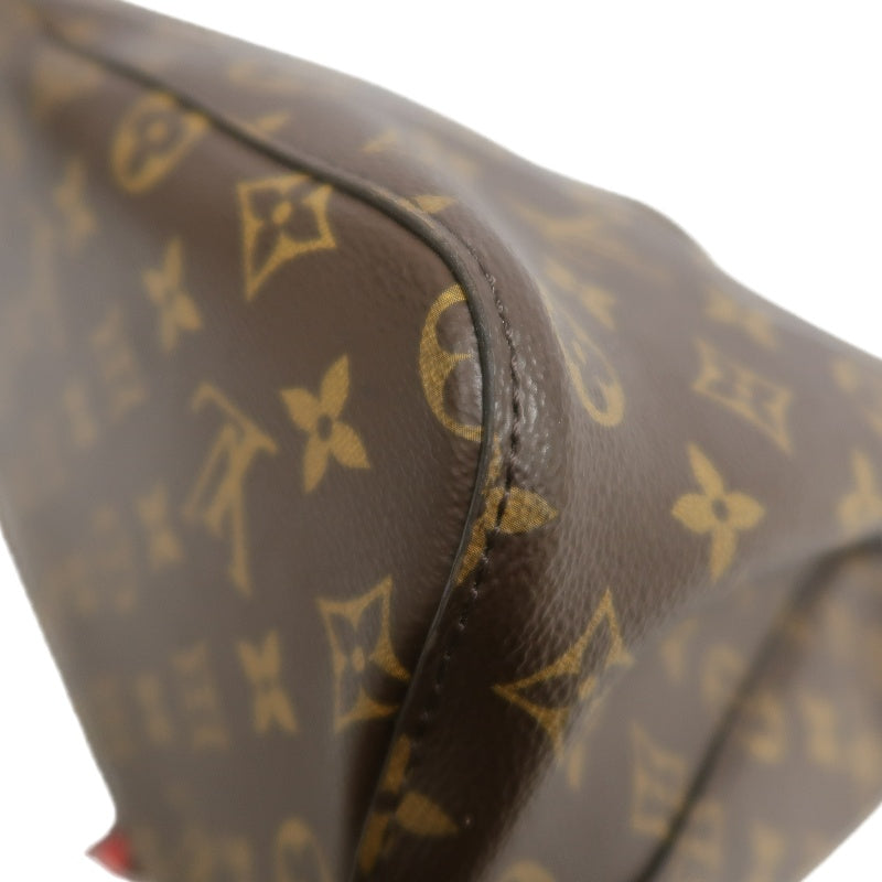LOUIS VUITTON NeoNoe Monogram Drawstring Bucket Shoulder Bag Brown Red PVC