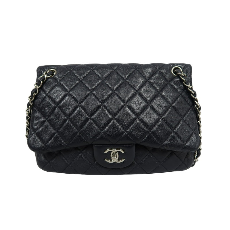 CHANEL Classic Flap CF Goatskin Leather Shoulder Bag Black Gold-Tone Hardware