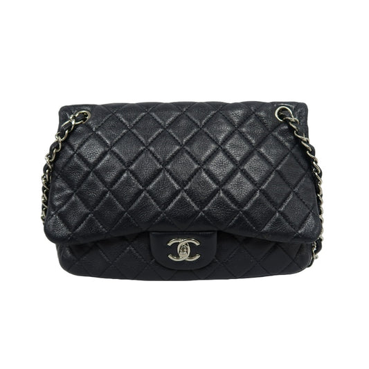CHANEL Classic Flap CF Goatskin Leather Shoulder Bag Black Gold-Tone Hardware