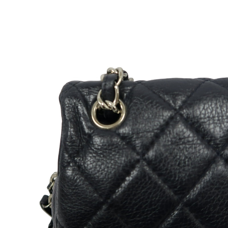 CHANEL Classic Flap CF Goatskin Leather Shoulder Bag Black Gold-Tone Hardware