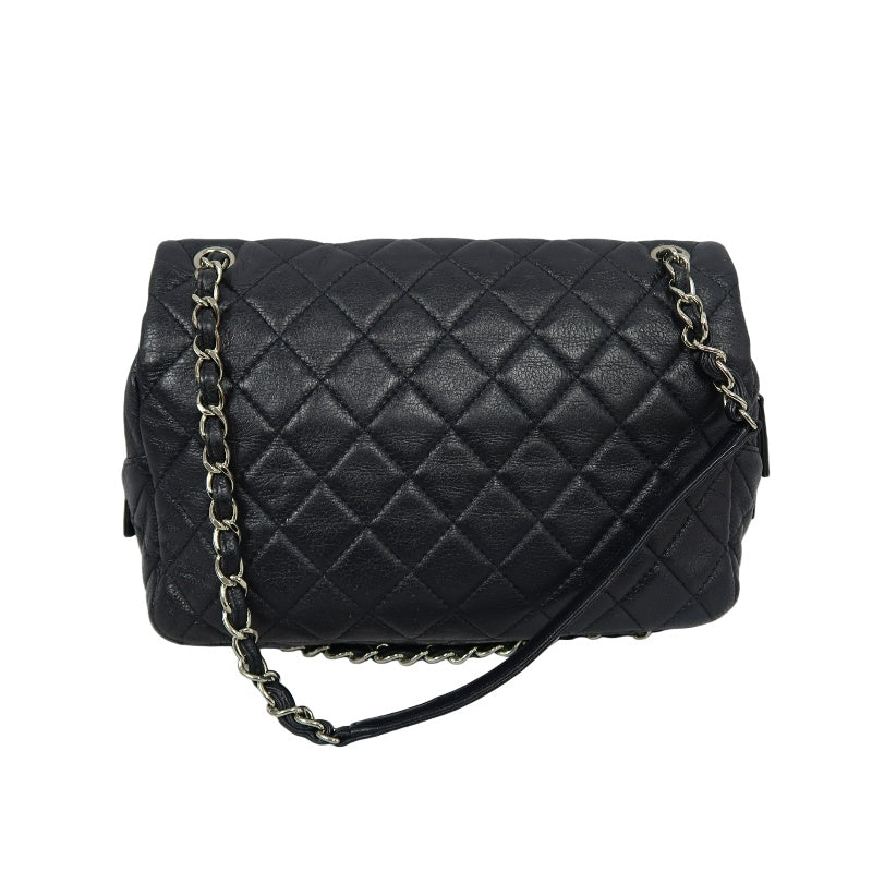 CHANEL Classic Flap CF Goatskin Leather Shoulder Bag Black Gold-Tone Hardware