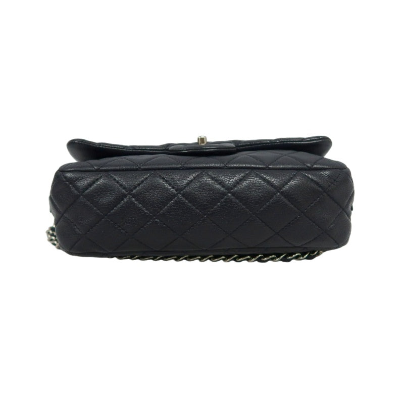 CHANEL Classic Flap CF Goatskin Leather Shoulder Bag Black Gold-Tone Hardware