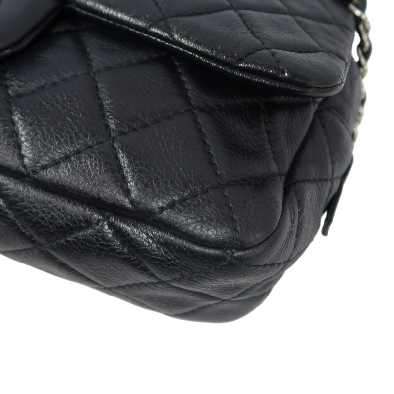 CHANEL Classic Flap CF Goatskin Leather Shoulder Bag Black Gold-Tone Hardware