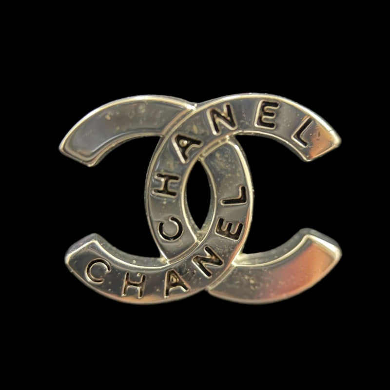 CHANEL Coco Mark Logo Earrings Accessory Silver Metal Double C Stud Pair Stamped Box