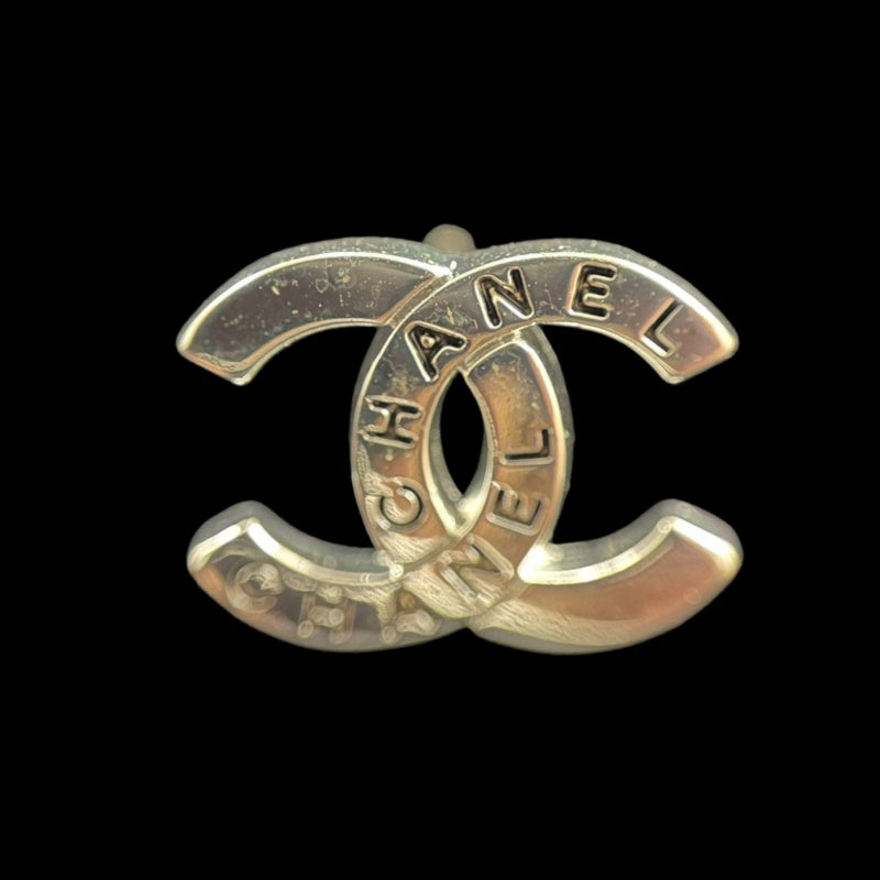 CHANEL Coco Mark Logo Earrings Accessory Silver Metal Double C Stud Pair Stamped Box