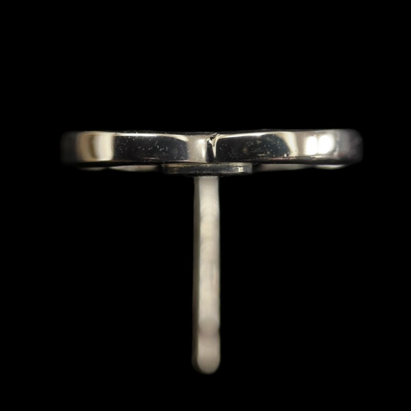 CHANEL Coco Mark Logo Earrings Accessory Silver Metal Double C Stud Pair Stamped Box