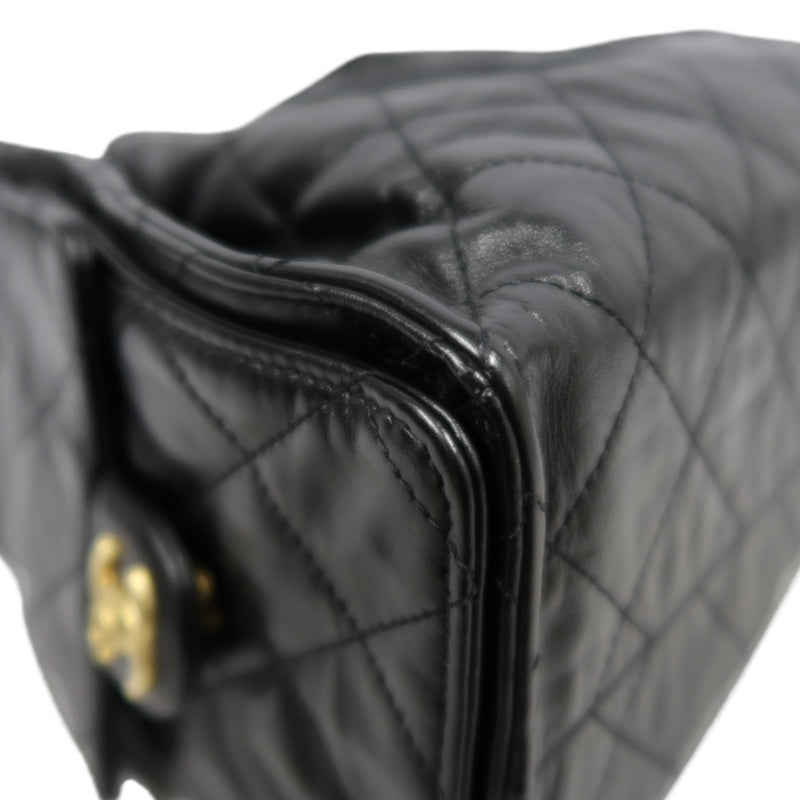 CHANEL 25 Calfskin Hobo Bag Black Gold-Tone Hardware