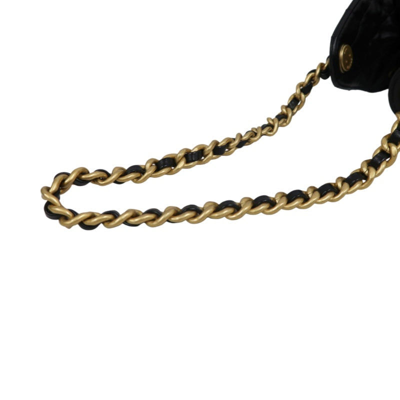 CHANEL 25 Calfskin Hobo Bag Black Gold-Tone Hardware