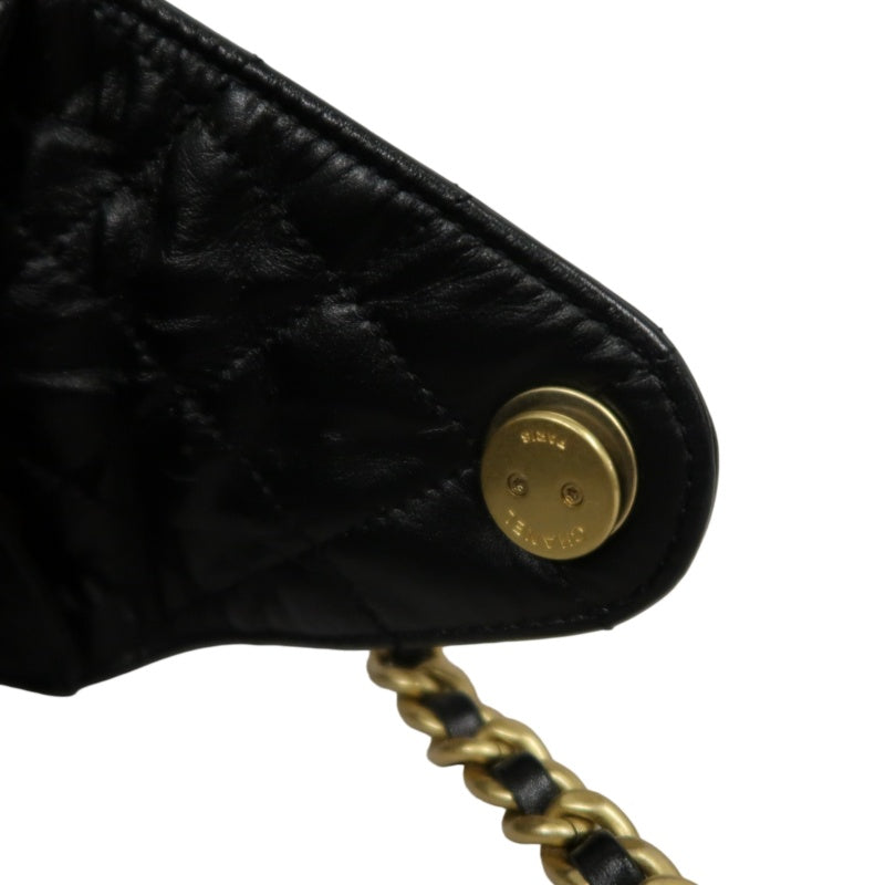 CHANEL 25 Calfskin Hobo Bag Black Gold-Tone Hardware