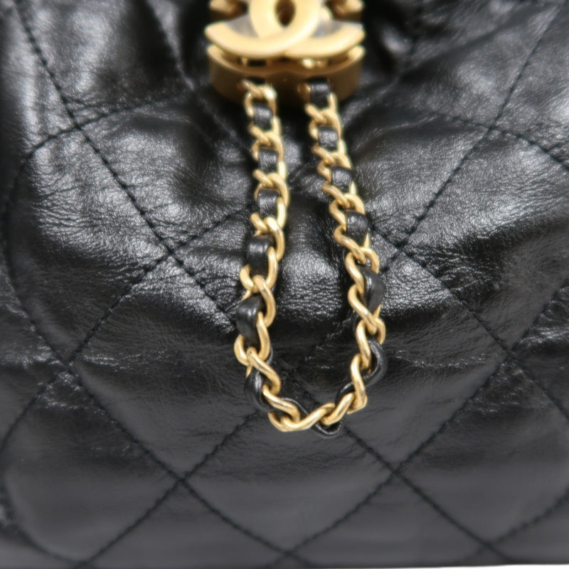 CHANEL 25 Calfskin Hobo Bag Black Gold-Tone Hardware