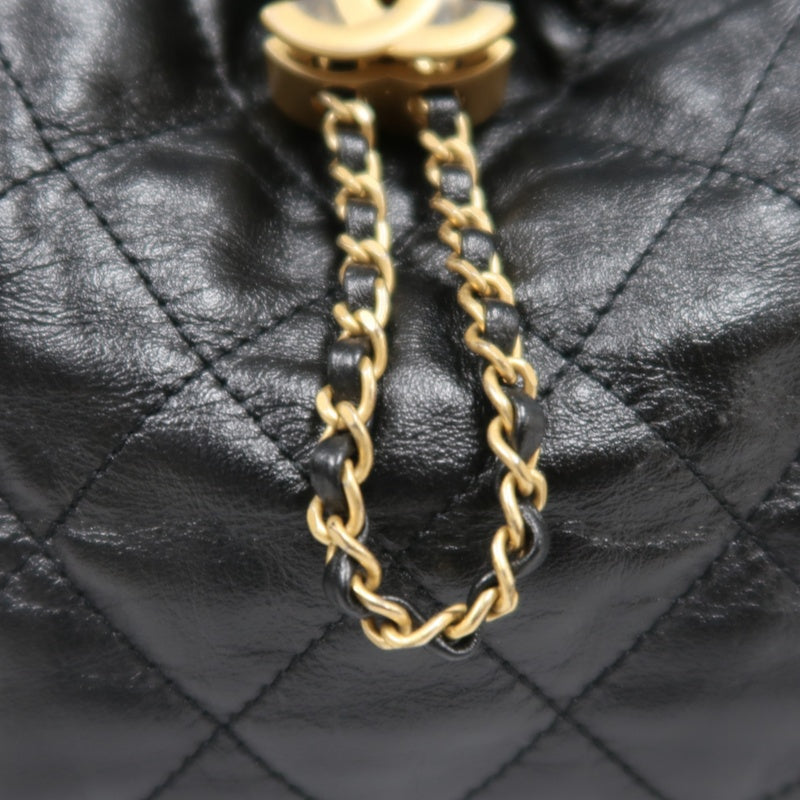 CHANEL 25 Calfskin Hobo Bag Black Gold-Tone Hardware