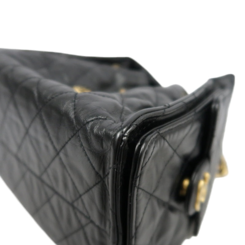 CHANEL 25 Calfskin Hobo Bag Black Gold-Tone Hardware
