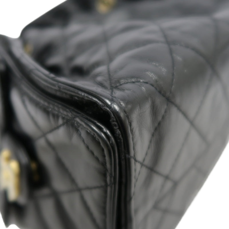 CHANEL 25 Calfskin Hobo Bag Black Gold-Tone Hardware
