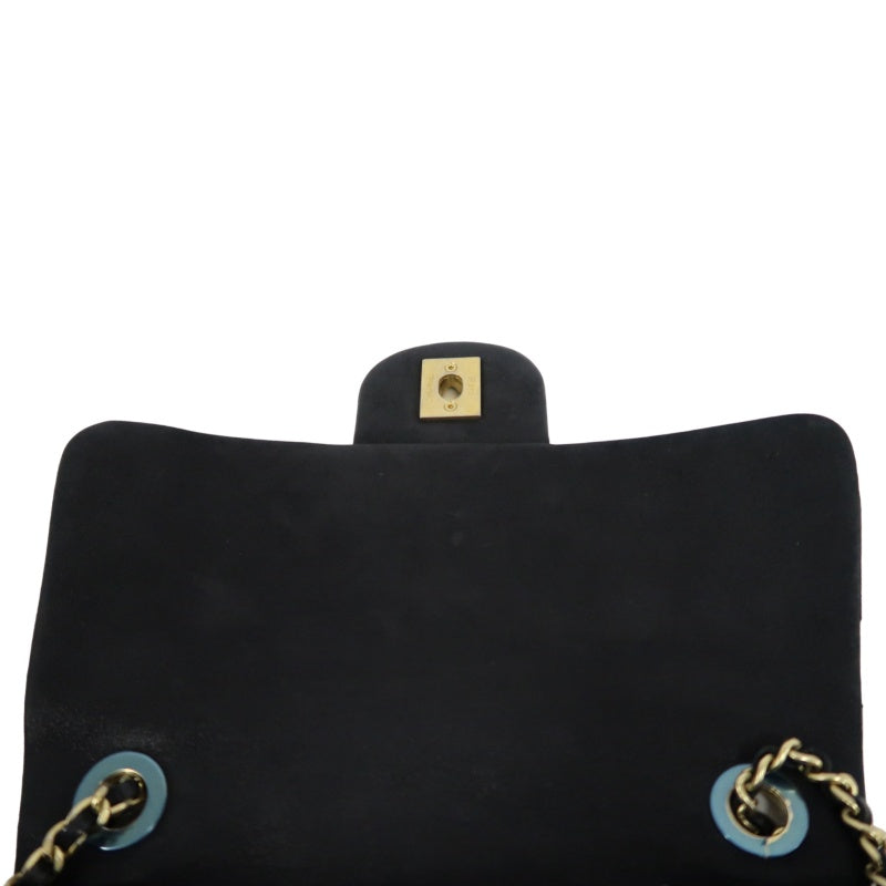 CHANEL Matelassé Calfskin Shoulder Bag Black Gold-Tone Hardware
