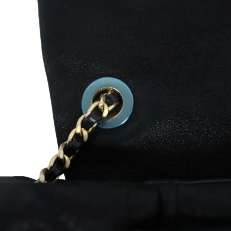 CHANEL Matelassé Calfskin Shoulder Bag Black Gold-Tone Hardware