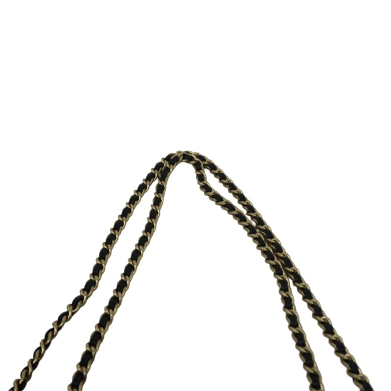 CHANEL Matelassé Calfskin Shoulder Bag Black Gold-Tone Hardware