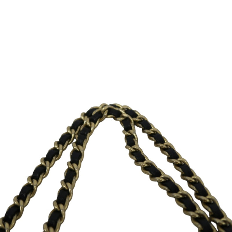 CHANEL Matelassé Calfskin Shoulder Bag Black Gold-Tone Hardware