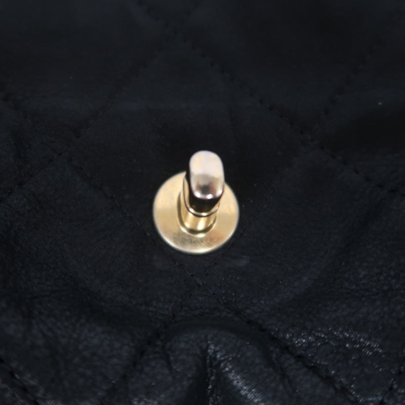 CHANEL Matelassé Calfskin Shoulder Bag Black Gold-Tone Hardware