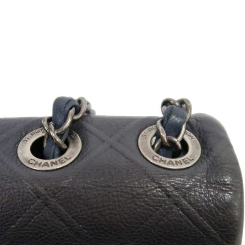 CHANEL Matelassé Calfskin Shoulder Bag Black Gold-Tone Hardware