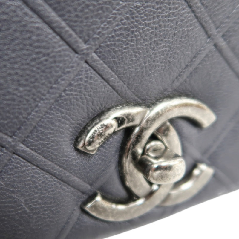 CHANEL Matelassé Calfskin Shoulder Bag Black Gold-Tone Hardware