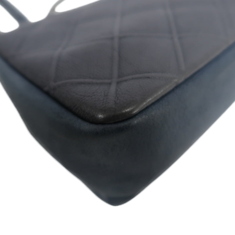 CHANEL Matelassé Calfskin Shoulder Bag Black Gold-Tone Hardware