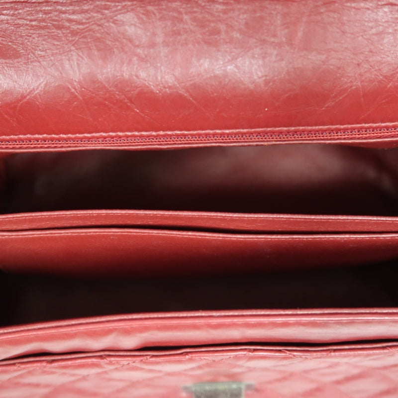 CHANEL Matelassé 2.55 Lambskin Shoulder Bag Red Silver-Tone Hardware