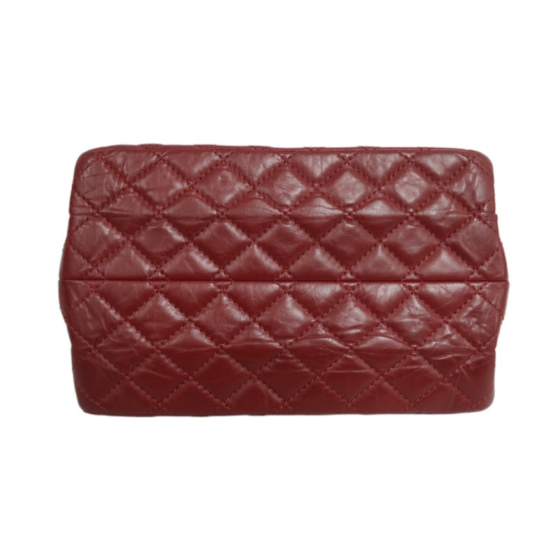 CHANEL Matelassé 2.55 Lambskin Shoulder Bag Red Silver-Tone Hardware