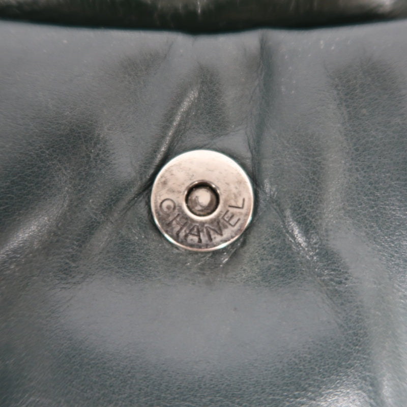 CHANEL Matelassé Lambskin Shoulder Bag Khaki Silver-Tone Hardware