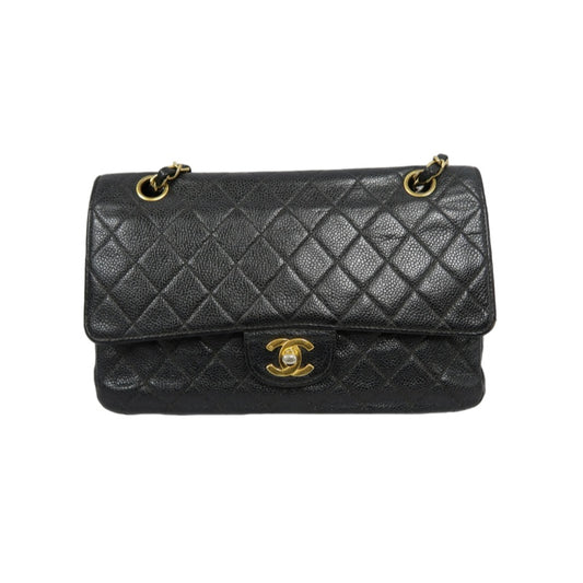 CHANEL Matelasse CF Caviar Skin Shoulder Bag Black Gold-Tone Hardware