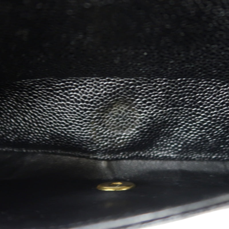 CHANEL Matelassé CF Caviar Skin Shoulder Bag Black Gold-Tone Hardware