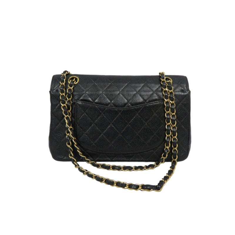 CHANEL Matelassé CF Caviar Skin Shoulder Bag Black Gold-Tone Hardware