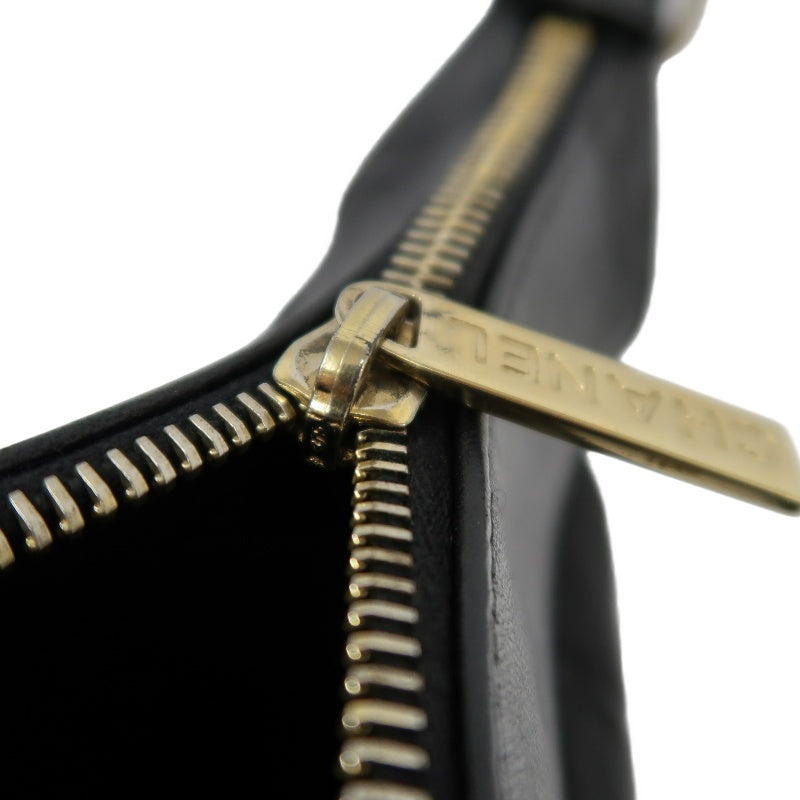 CHANEL Choco Bar Calfskin Shoulder Bag Black