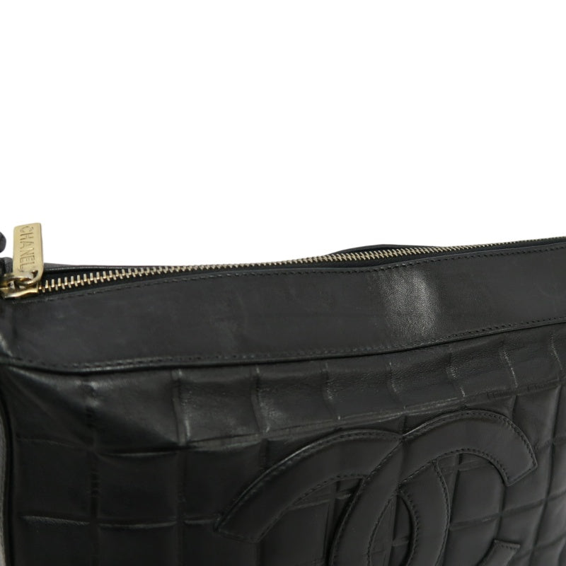CHANEL Choco Bar Calfskin Shoulder Bag Black