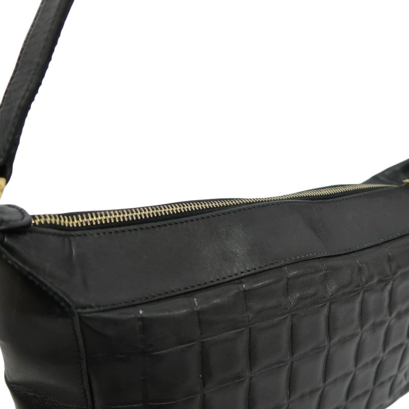 CHANEL Choco Bar Calfskin Shoulder Bag Black