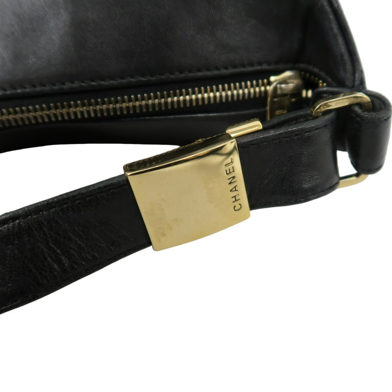 CHANEL Choco Bar Calfskin Shoulder Bag Black