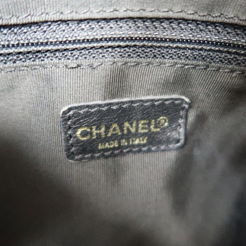 CHANEL Choco Bar Calfskin Shoulder Bag Black