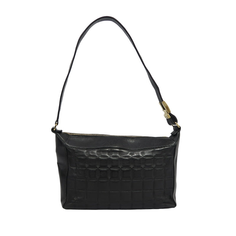 CHANEL Choco Bar Calfskin Shoulder Bag Black
